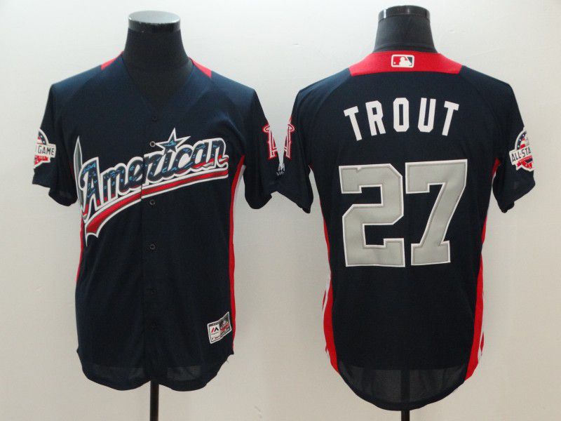 Men Los Angeles Angels #27 Trout Blue All star MLB Jerseys